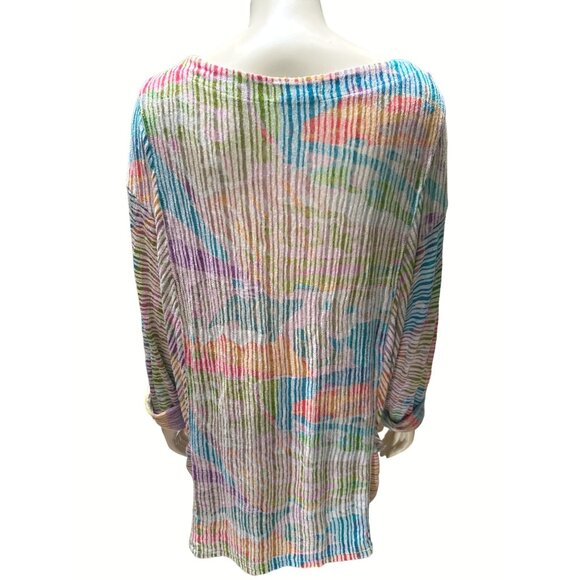CJ Banks Womens X Multicolored Striped Long Sleeve Tunic Top - Picture 3 of 11